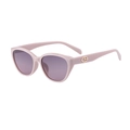 Fashionable cat eye polarized sunglasses for women with elegant purple frame and gold logo - Dusty Pink (C5)