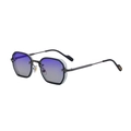 Geometric hexagon sunglasses with black-grey frame and blue gradient lenses - C6 Gunmetal Gray Coating Blue