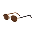 Ovale Sonnenbrille mit goldenem Metallrahmen, braunen Gläsern und Schildpatt-Bügeln - Goldener Rahmen Volltee Gläser (C3)
