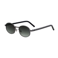 Ovale Sonnenbrille aus grauem Metall mit dunkelgrauen Verlaufsgläsern im Retro-Stil - Gunmetal Rahmen Graugrüne Verlaufsgläser (C4)