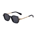 Square polarized sunglasses with black frames and gold metal temples with arrow texture - Bright Black Gold Frame Gray Lens (C1)