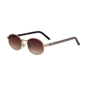 Oval gold metal sunglasses with brown gradient lenses and retro minimalist design - Light Coffee Gold Frame Gradient Brown Lens (C5)