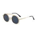 Lunettes de soleil ovales rétro avec monture dorée à double pont et verres gris - Or Mat Gris