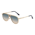 Classic pilot sunglasses with gold metal frame and blue yellow gradient lenses - Matte Gold Green Yellow