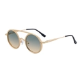 Lunettes de soleil ovales rétro avec monture métal dorée à double pont et verres dégradés - Or Mat Vert Jaune