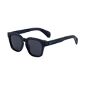 Men's vintage black square sunglasses with engraved temples and green gemstone detail - Matte Black Frame Gray Lens (C4)