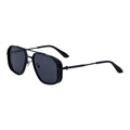 Men's square matte black aviator sunglasses with double bridge and industrial metal frame - Black Frame Gray Lens (C1)