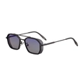 Retro square gunmetal sunglasses for men with purple gradient lenses and mesh side shields - Gunmetal Frame with Light Gray Blue Lens