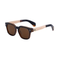 Retro square sunglasses with tortoiseshell frame and gold ornate embossed temples - Dark Brown Gold Frame Brown Lens (C19)