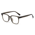 Translucent gray square optical glasses frame for men with vintage fashion style - C2 Green Brown