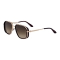 Retro square pilot sunglasses with gold metal frame and gradient brown lenses - Gold Frame Tea Gradient Lens (C3)