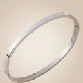 Bracciale rigido minimalista in acciaio inossidabile argento lucido da 8 mm - Stile Piatto 4mm / Color Acciaio
