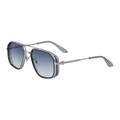 Square aviator sunglasses with silver metal frame and gradient blue lenses in grey finish - Silver Frame Blue Gradient Lens (C4)