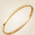 Bracciale rigido minimalista in acciaio inossidabile dorato 8mm con finitura lucida - Stile Piatto 4mm / Oro