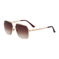 Mens square aviator sunglasses with gold metal frame and brown gradient lenses - Trans Brown Gold Frame Gradual Brown