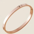 Minimalist 8mm wide stainless steel clasp bangle in rose gold with a brushed finish - Rose Gold Oval Bangle 6mm (30A-A-3)