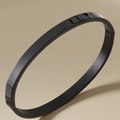 Minimalist 8mm wide stainless steel buckle bracelet in matte black finish - Black Oval Bangle 6mm (30-A-1)