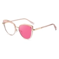Occhiali da sole cat-eye chic con montatura rosa trasparente e ponte in metallo dorato - Sfumatura Rosa Trasparente In Rosa