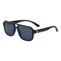 Occhiali da sole aviator polarizzati da uomo in nero opaco con dettagli rossi - C2 Montatura Nera Opaca Polarizzata Lenti Grigie