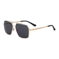 Classic gold metal aviator sunglasses for men with retro double bridge and dark lenses - Shiny Black Gold Frame Gray Lens