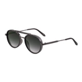 Retro oval sunglasses with dark gray gradient lenses and double bridge gunmetal frame - Gunmetal Frame Gray Green Lens (C4)