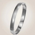 Minimalist 8mm wide polished silver stainless steel bangle with sleek buckle closure - Curved Steel 6mm Bangle (40-A-2)