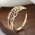 Anello anti-stress dorato con cinque perle rotanti e fascia intrecciata regolabile - Aperto Regolabile / Oro