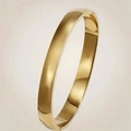 Polished golden stainless steel 8mm minimalist clasp bangle with a glossy finish - Curved Gold 6mm Bangle (40-A-4)