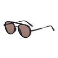 Retro oval sunglasses with black metal frame, double bridge, and brown lenses - Black Frame Orange Lens (C6)