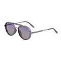 Gunmetal oval punk sunglasses with double bridge and purple gradient lenses - Light Gun Frame Light Gray Blue Coating Lens (C7)