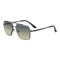 Men's retro square aviator sunglasses with gunmetal frame and gradient green to amber lenses - Black Gunmetal Frame Green Yellow Gradual