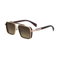 Retro square sunglasses with gold metal frame and brown gradient lenses for men - Gold Frame Brown Grey Lens (C3)