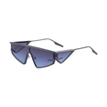 Futuristische cat-eye zonnebril met grijs metalen montuur en paars-blauwe glazen - Gunmetal Grijs Blauw
