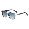 Square silver metal sunglasses with blue gradient lenses and retro double bridge - Silver Frame Blue Gradual Lens (C4)