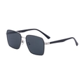 Square polarized sunglasses for men with silver metal frame and dark grey lenses C3 - Silver Frame Full Gray (C3)