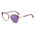 Occhiali da sole fashion cat eye con montatura dorata e lenti viola sfumate - Sfumatura Viola In Rosa Trasparente In Viola