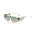 Futuristic cat eye sunglasses with gold frames and blue-orange gradient lenses - C5 Matte Gold Frame Green Yellow Lens