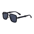 Men's retro square aviator sunglasses with matte black frame and double bridge - Polarized Matte Black Frame All Gray (C5)