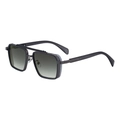 Men's square punk sunglasses with gunmetal frame and gradient lenses shown in 45-degree angle - Gunmetal Frame Gradual Green Lens (C5)
