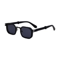 Retro punk square sunglasses for men featuring matte black frame and grey lenses - Matte Black Frame Gray (C5)