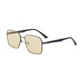 Square dark grey metal sunglasses with amber polarized lenses and black temples - Gunmetal Frame Night Vision Yellow (C4)