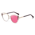 Occhiali da sole cat-eye con montura in metallo oro pallido e lenti rosa - Sfumatura Trasparente In Bianco In Rosa