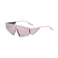 Futuristic gold metal cat eye sunglasses with punk style gradient purple lenses - Shiny Gold Light Pink Mirror