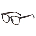 Classic tortoiseshell square eyeglass frames for men with polished finish and logo detail - C3 Black Tortoise