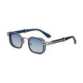 Occhiali da sole punk squadrati retrò con lenti sfumate blu e montatura in argento - C6 Blu Scuro Opaco Tartarugato Argento Lenti Sfumate Blu