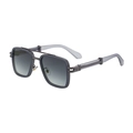 Polarized square sunglasses for men with double bridge metal frame and grey gradient lenses - Polarized Matte Gray Gunmetal Frame Gray (C9)