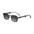 Square metal sunglasses with dark grey gradient lenses and grey translucent temples - C9 Matte Gray Gunmetal Gray Lens