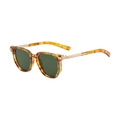 Retro square polygon sunglasses with tortoiseshell frames, green lenses, and gold metal legs - C5 Brown Tortoise Gold G15 Green