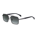 Fashion square sunglasses with gunmetal frame, double bridge and grey gradient lenses - Gunmetal Frame Gray Green Lens (C4)