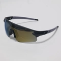 Mens wrap around cycling sunglasses with orange mirrored lenses and aerodynamic frame - C8 Black Frame Brown Lens